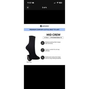 Men's Sperry 8-Pack Cushioned Mid Crew Socks, White, 6-12 must sell make offer